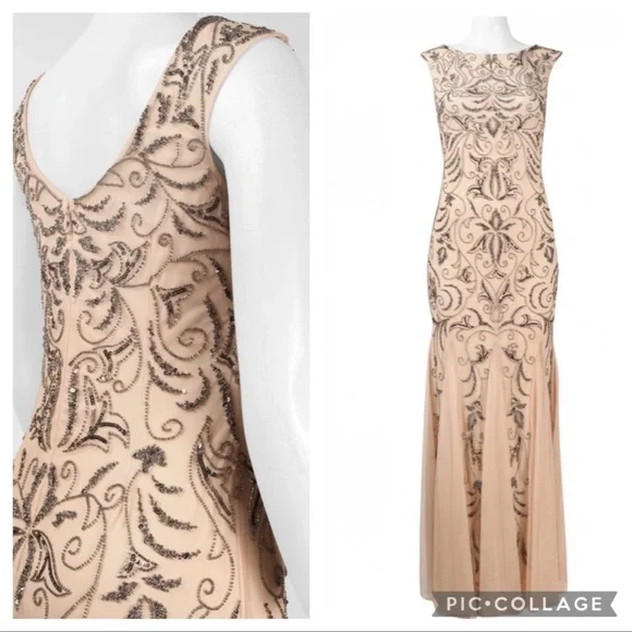 Adrianna Papell beaded sleeveless long gown - Picture 8 of 9